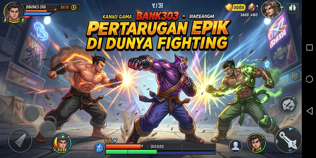 Screenshot gameplay BANK303 menampilkan karakter bertarung dengan grafis tinggi.