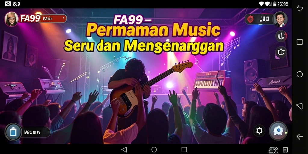Screenshot gameplay FA99 yang menunjukkan keseruan bermain musik.