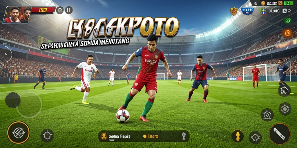 Tampilan gameplay KPKTOTO yang menarik dengan lapangan sepak bola yang realistis.