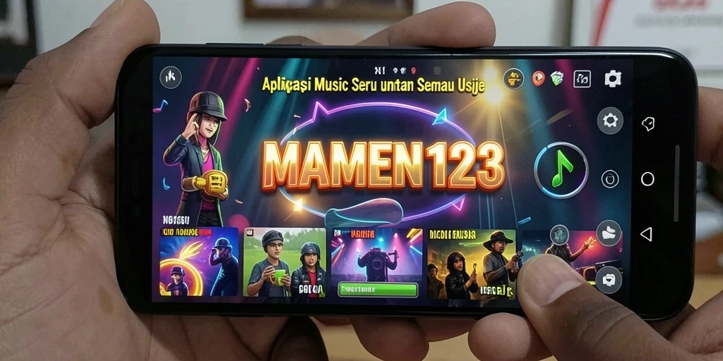 Tampilan gameplay MAMEN123 dengan musik yang menyenangkan.