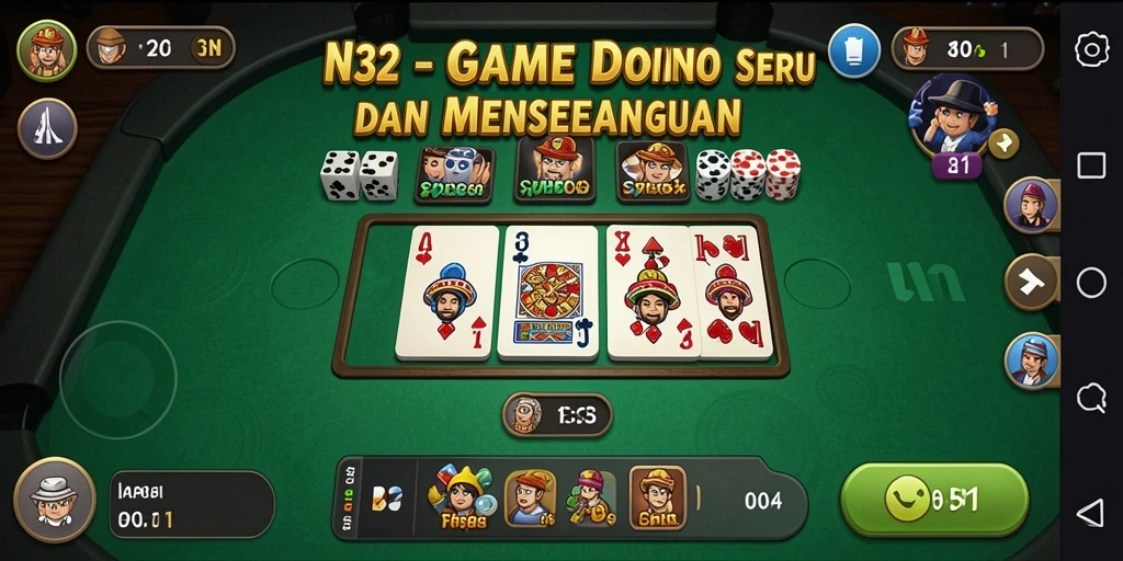 Screenshot gameplay N32 menunjukkan aksi seru dalam bermain Domino.