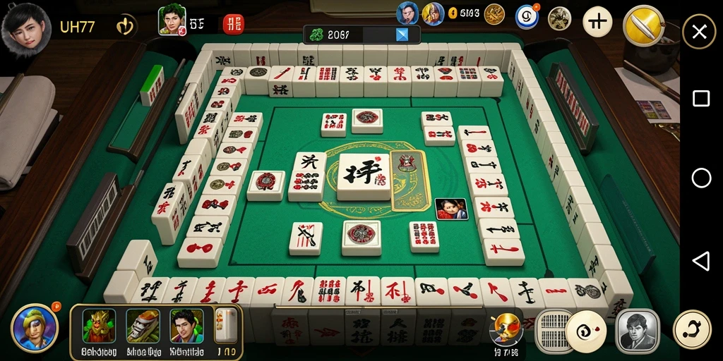 Tampilan gameplay UH77 dengan ubin Mahjong yang colorful dan menantang.
